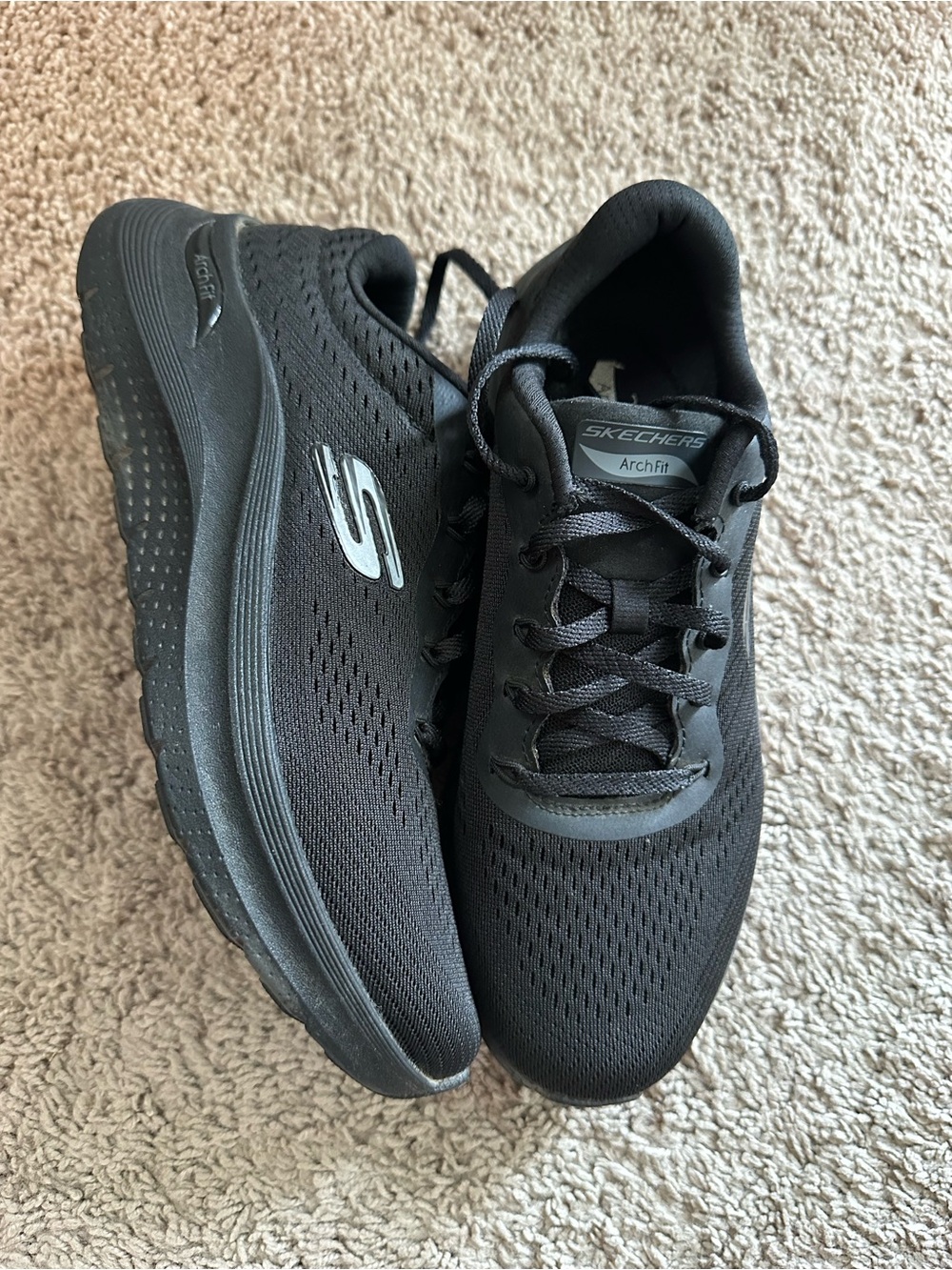 Skechers Arch Fit Black Athletic Walking Shoes Women's Size 8 Wide